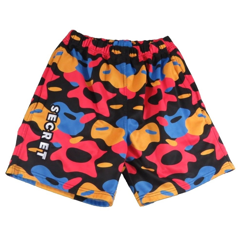 Secret Society Mens S Vibrant Red Blue Yellow Camo Mesh Gym Shorts SS Streetwear